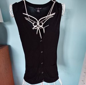 EUC Willi Smith Black Knit Button Vest With Pockets - Women's Size Medium